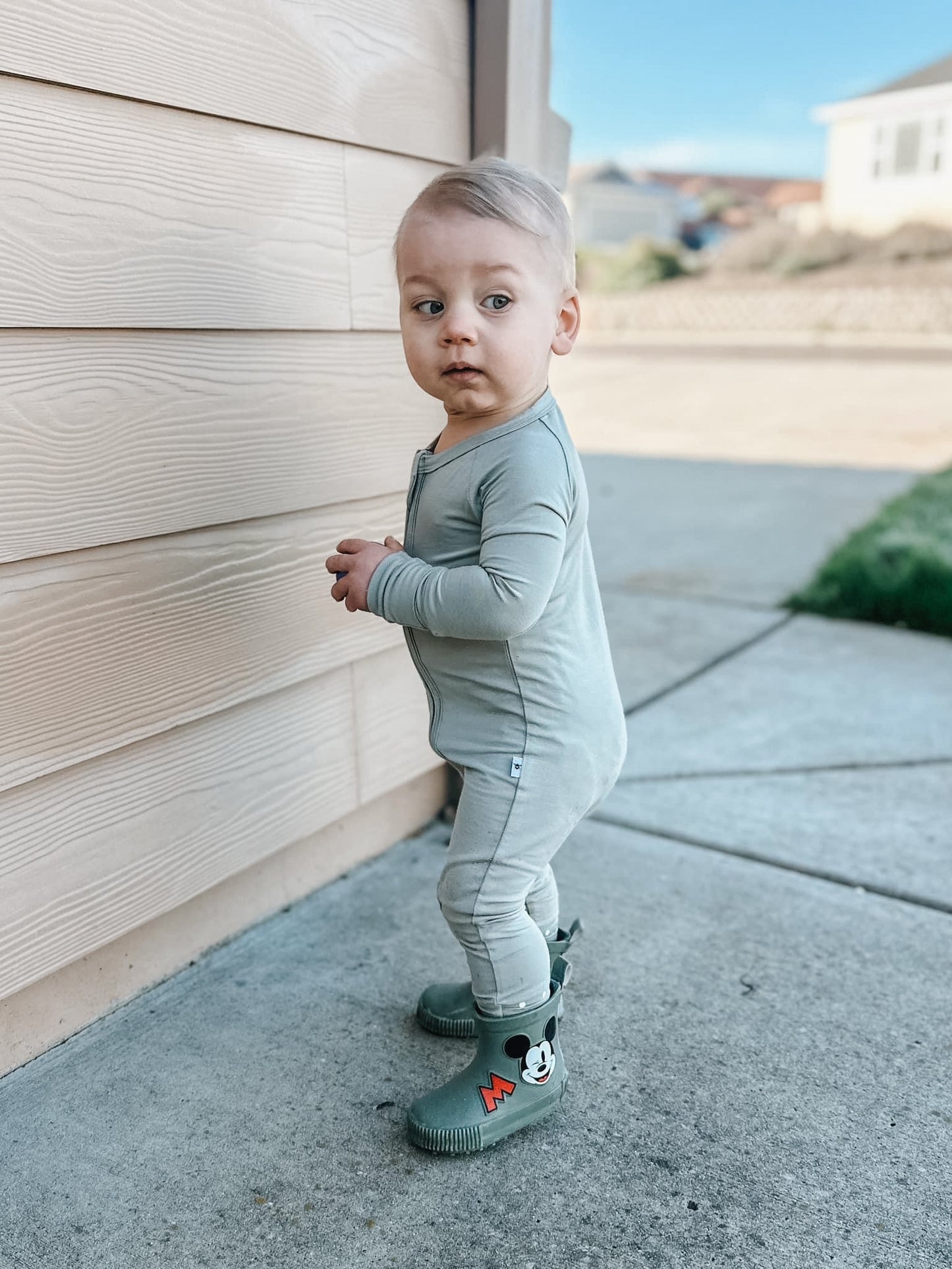 Solid Muted Green Zippered Sleeper